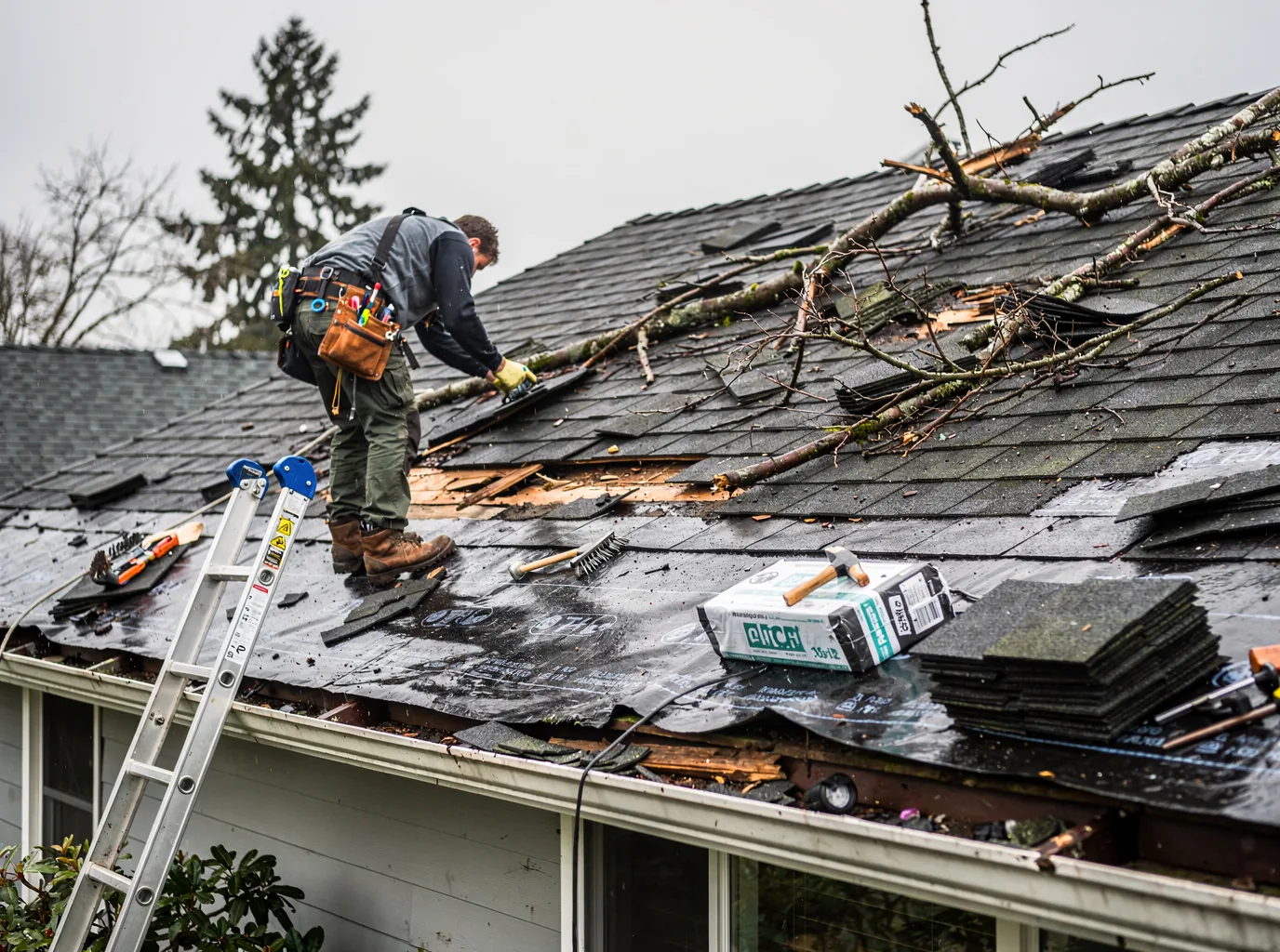 Storm Damage Roof Repair in Everett